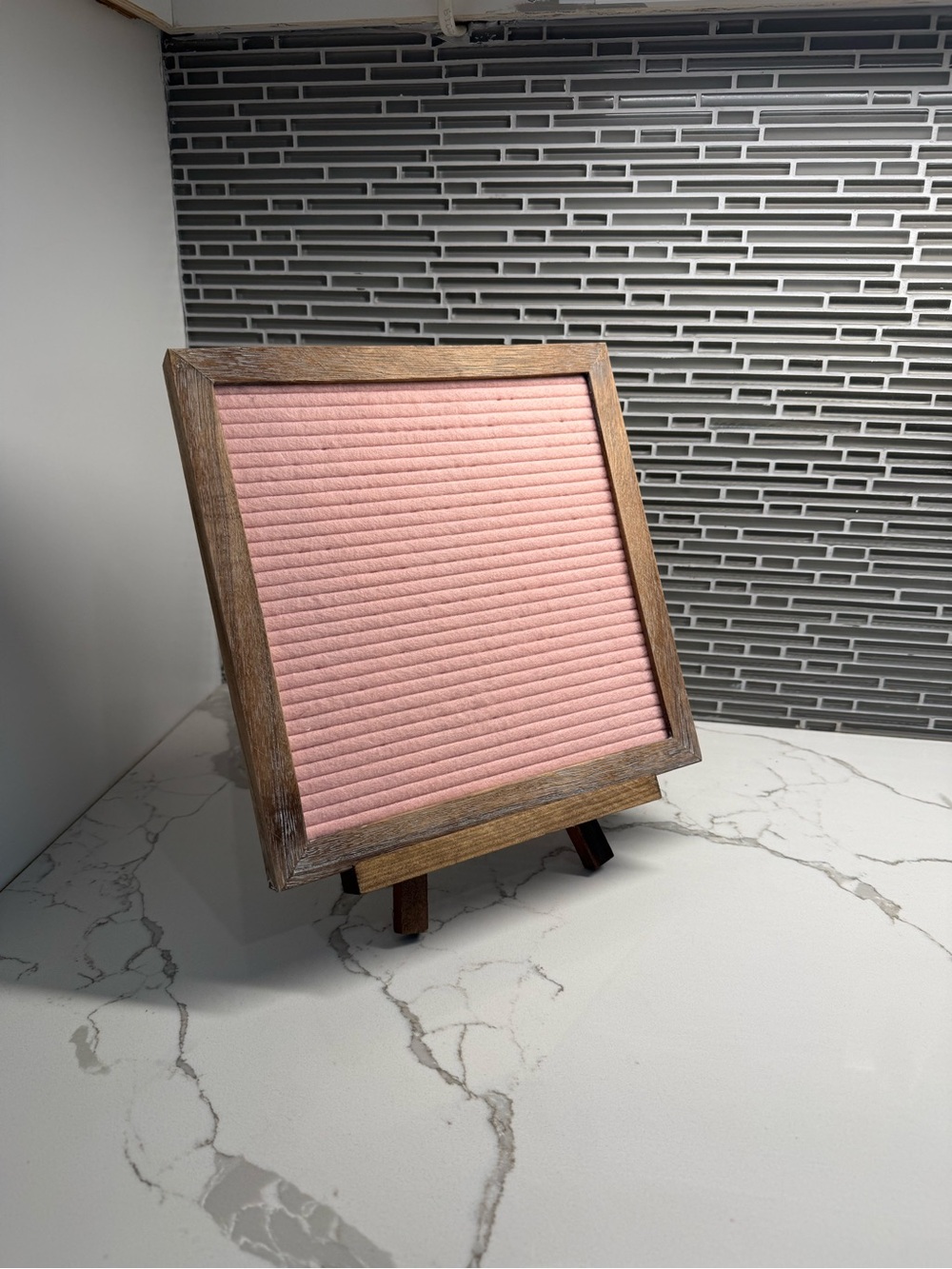 Pink Felt Letter Board with Rustic Wood Frame